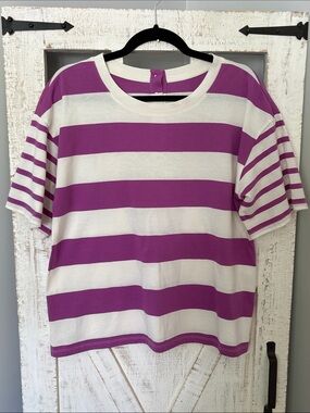 Talbots Striped Purple and White Women’s Tee